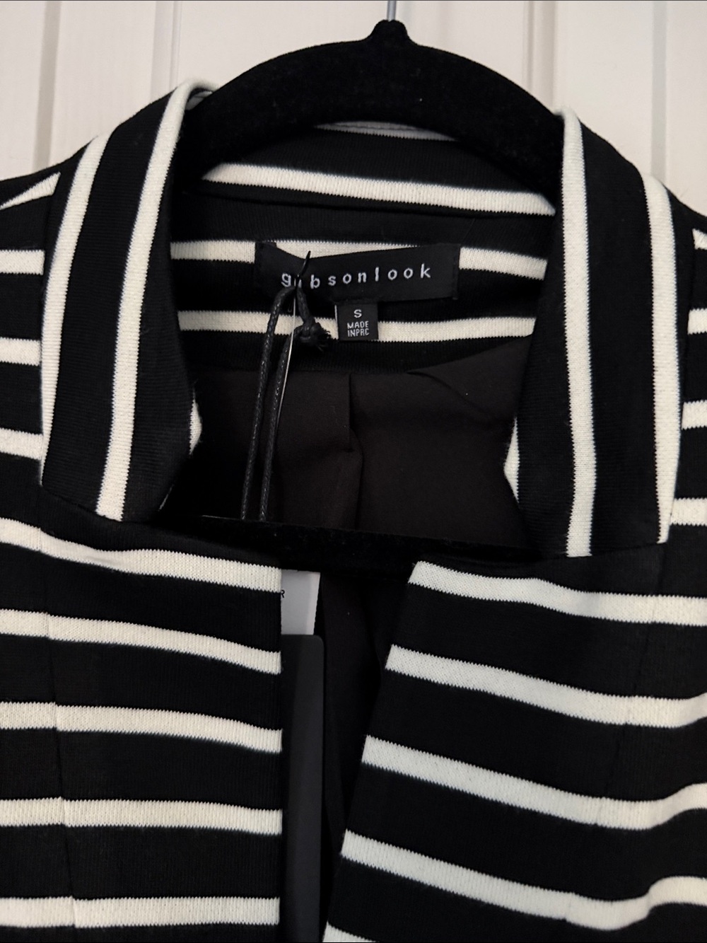 NWT GIBSONLOOK INVERTED NOTCH COLLAR BLACK CREAM KNIT BLEND LINED BLAZER SMALL - Picture 11 of 11